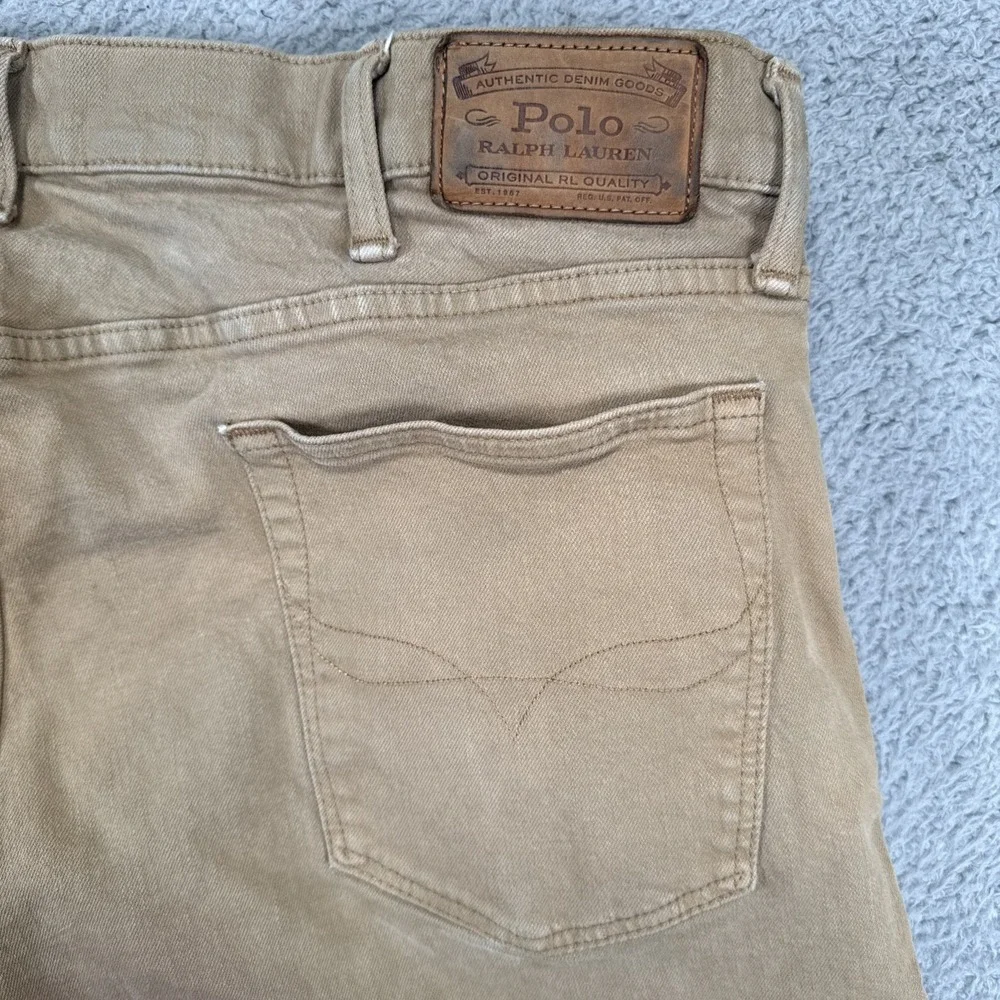 Polo Ralph Lauren Jeans Mens 38x30 Beige Tan Varick Slim Straight‎ Khaki Denim